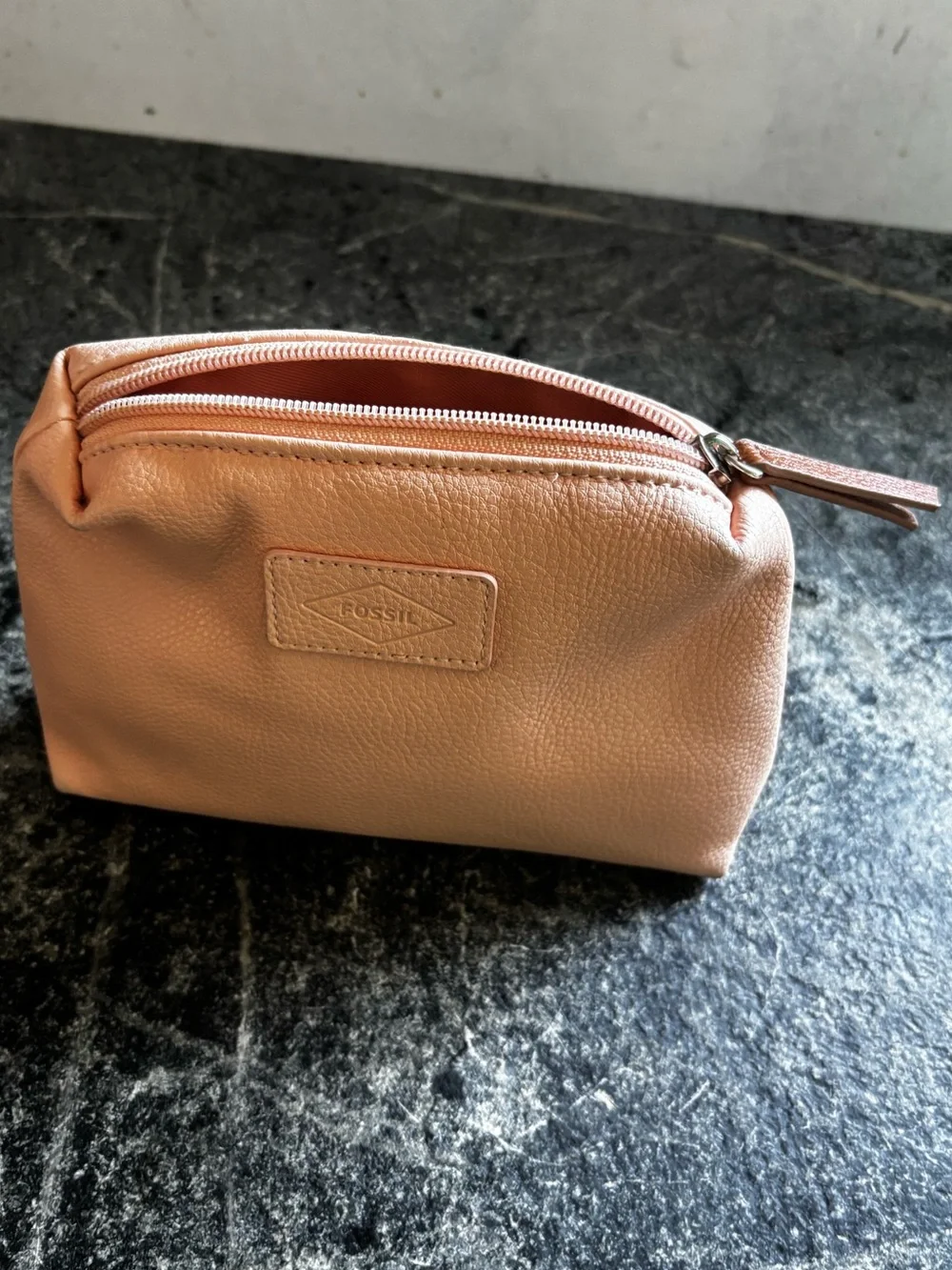 Fossil Blush Pink Pebbled Cosmetic Pouch